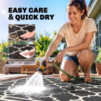 Outsunny 9'x12' Reversible Outdoor RV Rug, Patio Floor Mat, Plastic Straw Rug for Backyard, Deck, Beach, Camping, Black(m-6)