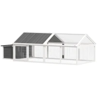 PawHut 95"L Chicken Run Large Chicken Coop with Nesting Box Wooden Roof Side Door for Outdoor 4–8 Chickens(m-9)