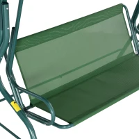 Outsunny Outdoor Porch Swing with Adjustable Canopy, 3-Seater Patio Swing Chair with Cushion, Green(m-10)