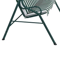 Outsunny Outdoor Porch Swing with Adjustable Canopy, 3-Seater Patio Swing Chair with Cushion, Green(m-11)