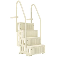 Outsunny Swimming Pool Ladder Adjustable for Above Ground Pools w/ Non-Slip Steps & Dual Handrails 4-Step Cream White(m-9)