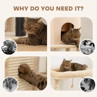 PawHut 52 Inch Cat Tree with Scratching Posts, Cat Bed, Condo, Grooming Brush, Jumping Platforms, Toy Balls, Anti-tip Kit(m-7)