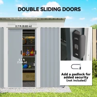 Outsunny 7' x 3.6' Outdoor Storage Shed, Metal Garden Shed with Lockable Sliding Doors and Vents, Grey(m-5)