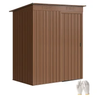 Outsunny 5.2' x 3.5' Outdoor Storage Shed, Easy to Assemble Metal Garden Shed, for Backyard, Lawn, Patio, Light Brown(m-9)