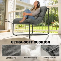 Outsunny Outdoor Patio Chair, Comfy Sling Lounge Chair with Cushion, Breathable Wide Seat, Steel Frame, Dark Grey(m-5)