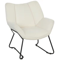 HOMCOM Accent Chair, Sherpa Fleece Armchair with Wide Backrest and Metal Legs, White(m-9)