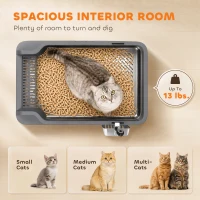 PawHut Stainless Steel Sifting Litter Box for Pine Pellets, Large Metal Litter Box with Sifter Tray, Metal Scoop, 10 Pee Pads(m-5)