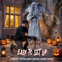 HOMCOM Halloween Animated Standing Crying Angel Decoration with Sound and Touch Activated(m-7)