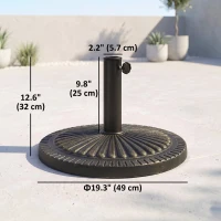 Outsunny 31 lbs Resin Round Market Umbrella Base Holder 19" Decorative Parasol Stand for Patio, Outdoor, Backyard, Bronze(m-3)
