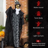 Outsunny 6FT Life Size Halloween Animatronics, Animated Grim Reaper Groom with Sound Motion Activated & Light Up Eyes(m-7)