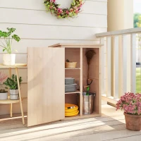 Outsunny 29.9"x21.7"x45.3"Garden Storage Shed with Asphalt Roof, Outdoor Storage Cabinet w/ Shelves, Natural(m-7)