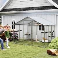 PawHut Large Catio Outdoor Cat Enclosure with Waterproof Cover, Walk-in Cat Patio w/ 5 Adjustable Platforms & Hammock 94.5" L(m-1)