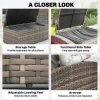 Outsunny 6 Pieces Wicker Patio Furniture Set with Cushions, 7-Seater Rattan Patio Sofa Set with Storage Table, Cream White(m-6)