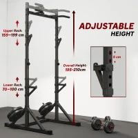 Soozier Adjustable Squat Rack, Multi-Function Bench Press Rack with Weight Plate Holders and Pull up Bar, Black(m-5)