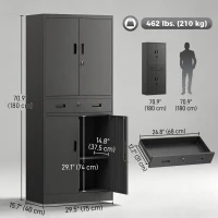 HOMCOM Metal Storage Cabinet with Locking Doors and Drawer,  71" Tall Lockable Garage Storage Cabinet with Adjustable Shelves(m-3)