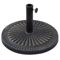 Outsunny 31 lbs Resin Round Market Umbrella Base Holder 19" Decorative Parasol Stand for Patio, Outdoor, Backyard, Bronze(m-2)
