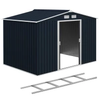 Outsunny 7'x 4' Metal Patio Storage Shed Garden Lockable Shed Tool Utility Storage Unit, Black(m-9)