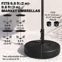 Outsunny Umbrella Base, Heavy Duty Fillable Base Holder with Steel Pole, Round Parasol Stand for Patio, Outdoor, Backyard, Black(m-4)