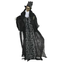 Outsunny 6FT Life Size Halloween Animatronics, Animated Grim Reaper Groom with Sound Motion Activated & Light Up Eyes(m-2)
