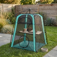 PawHut Cat Tent, 3-Tier Portable Pet Tent for Indoor Outdoor, Cat House with Multi-Door, Carry Bag, Breathable Mesh