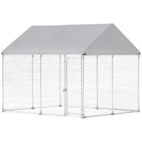 PawHut Heavy Duty Galvanized Steel Outdoor Dog Kennel with Waterproof Roof, Safety Lockable Latch System, 9.2' x 7.5' x 7.2'(m-9)