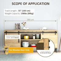 HOMCOM Mini Sliding Barn Door Hardware Kit for Double Doors, TV Stands, Cabinet Barn Door Hardware Kit, Fit 17.7" Wide Door Panel (J Shape), Black(m-4)