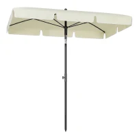 Outsunny 6.5x4ft Rectangle Patio Umbrella Aluminum Tilt Adjustable Garden Parasol  Sun Shade Outdoor Canopy Cream White(m-11)