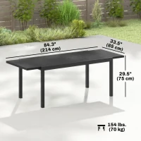 Outsunny Expandable Patio Dining Table for 8-10 People, 60.6"/84.3" Aluminum Outdoor Dining Table with Adjustable Foot Pads(m-3)