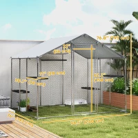 PawHut Large Catio Outdoor Cat Enclosure with Waterproof Cover, Walk-in Cat Patio w/ 5 Adjustable Platforms & Hammock 94.5" L(m-3)