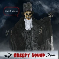 Outsunny 6FT Life Size Halloween Animatronics, Animated Grim Reaper Groom with Sound Motion Activated & Light Up Eyes(m-4)