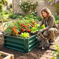 Outsunny Galvanized Raised Garden Bed, Outdoor Planter Box for Vegetables, Flowers, Herbs, 4' x 2' x 1', Dark Green(m-8)