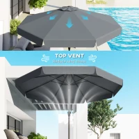 Outsunny 8.5 ft Outdoor Market Table Umbrella, Round Patio Umbrella with Tilt and Crank for Garden, Backyard, Deck, Dark Grey(m-6)