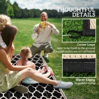 Outsunny 9'x12' Reversible Outdoor RV Rug, Patio Floor Mat, Plastic Straw Rug for Backyard, Deck, Beach, Camping, Black(m-8)