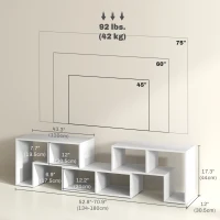 HOMCOM TV Stand for TVs up to 75", 3-Piece Modular TV Console with Open Storage Shelves, White(m-3)