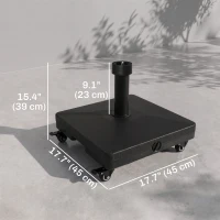 Outsunny HDPE Square Parasol Base, Portable Umbrella Stand Weights for Cantilever Banana Parasol with Wheels, 35lbs with Water or 40lbs with Sand, for Φ0.75" to Φ1.5" Pole, Black(m-3)