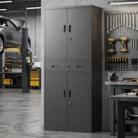 HOMCOM Metal Storage Cabinet with Locking Doors and Drawer,  71" Tall Lockable Garage Storage Cabinet with Adjustable Shelves(m-8)