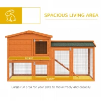 PawHut Two-Level Rabbit Hutch Small Animal House Pet Bunny Cage Home w/ Outdoor Run Water & UV Resistant Roof Access Ramp(m-4)