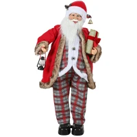 HOMCOM Life Size Singing and Dancing Santa Claus, Standing Animated Santa Claus with Posable Arms, Lantern, Sound Activated(m-9)