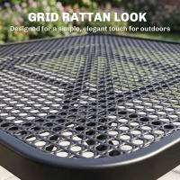 Outsunny 27.5" Square Outdoor Patio Table, Outdoor Folding Table with Grid Rattan-Like Top for Camping, Picnic, Black(m-4)