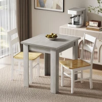 HOMCOM 55" Extendable Dining Table for 4-6, Kitchen Table with Steel Slides and Felt Pads for Small Spaces, Grey(m-7)