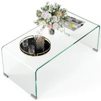 HOMCOM Glass Coffee Table, Clear Coffee Table for Living Room, Modern Rectangle Center Table with Safe Rounded Edges(m-9)