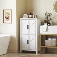 HOMCOM Farmhouse Bathroom Storage Cabinet, Bathroom Floor Cabinet with Barn Doors and Adjustable Shelves, White(m-8)