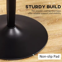 HOMCOM Modern Kitchen Table for 2 People, Round Dining Table with Steel Base for Living Room, Dining Room, Black(m-5)