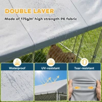 PawHut Heavy Duty Outdoor Dog Kennel with Waterproof Roof, Secure Latch, Chain Link Dog Run for Backyard, 19.7' x 19.7' x 8.9'(m-7)