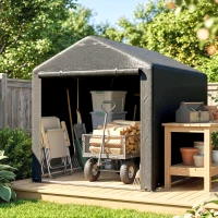 Outsunny Portable Bicycle Shed with Galvanised Steel Frame and Large Door, Waterproof Outdoor Shed for Garden Tools, Dark Grey(m-1)
