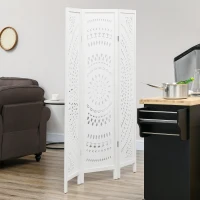 HOMCOM 3 Panel Room Divider, 5.6 Ft Tall Portable Folding Privacy Screen, Wood Partition Wall Divider for Home Office, White(m-7)