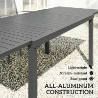 Outsunny Expandable Outdoor Dining Table for 6-8 People, 59"-89" Aluminum Patio Dining Table with Slatted Top, Dark Grey(m-5)