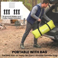 Outsunny 3-4 Person Camping Tent with 2 Rooms, 3000mm Waterproof Portable Family Tent with Carry Bag, Yellow(m-7)