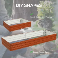 Outsunny 8 x 3 x 1ft Galvanized Raised Garden Bed, Reinforced Outdoor Planter Box with Open Bottom, Brown(m-5)