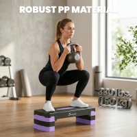 Soozier Aerobic Exercise Step Platform, 4"/6"/8" Adjustable Aerobic Stepper with Risers, Workout Stepper for Home Gym, Purple(m-6)